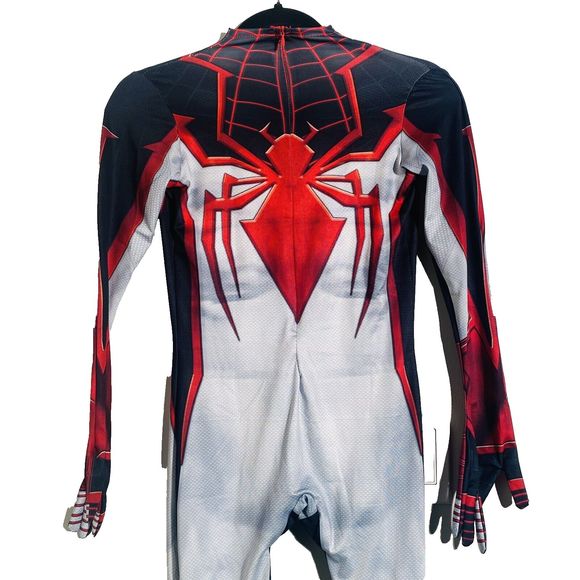 Kids Spiderman Costume One Piece Zip Up Bodysuit Miles Morales Hero Cosplay New - Picture 11 of 14